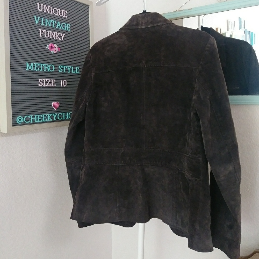 Vintage suede Y2K 2000 jacket MetroStyle chocolate - Picture 3 of 5